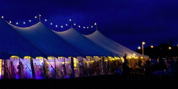 Marquee with festoon lighting