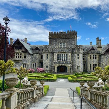 Hatley Castle surrounded by gardens