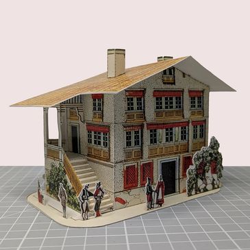 Pellerin paper model of a Villa by the sea- made in France by 1888. Size 3x32cm. Carefully retouched