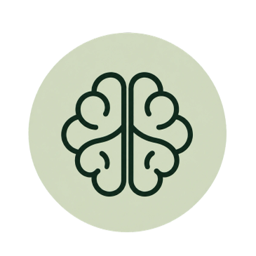 Brain icon inside a green circle.