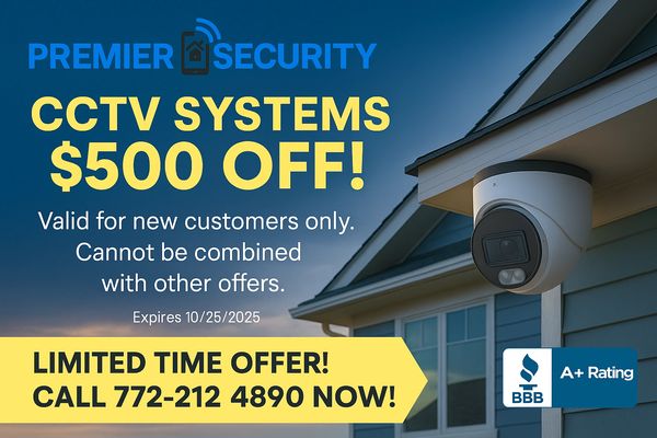ADT camera and alarm hub installed by Premier Security technician in Port St. Lucie