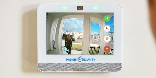 Home security alarm panel with keypad installed in Treasure Coast home