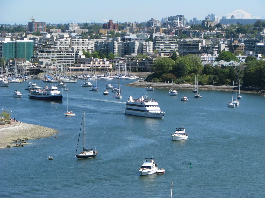 M.V. Queen of Diamonds and M.V. Abitibi exiting False Creek into English Bay of Vancouver, B.C.