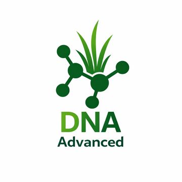 Green DNA molecule with grass blades and the text 'DNA Advanced'.