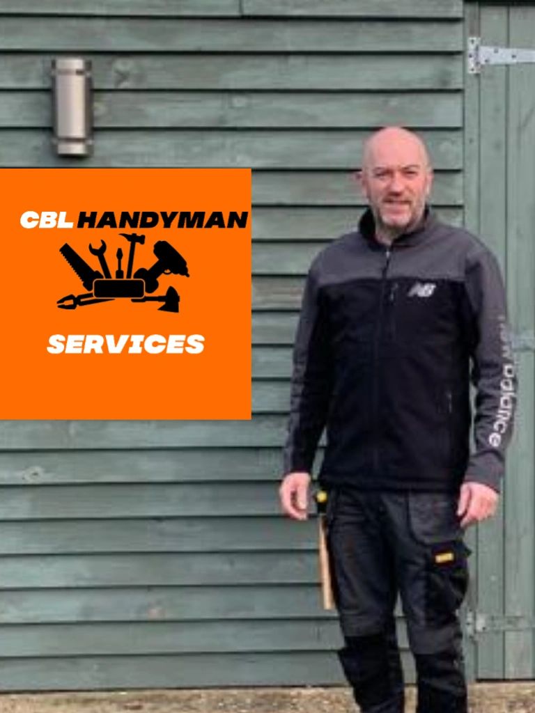 CBL Handyman Services logo and brand with image of one of our trustworthy and reliable handymen. 