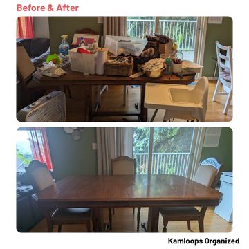 Kitchen table clear and clean.