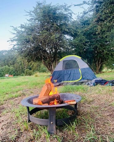 Tent with firepit