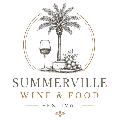 Summerville Wine &amp; Food Festival logo with palm tree and wine glass.