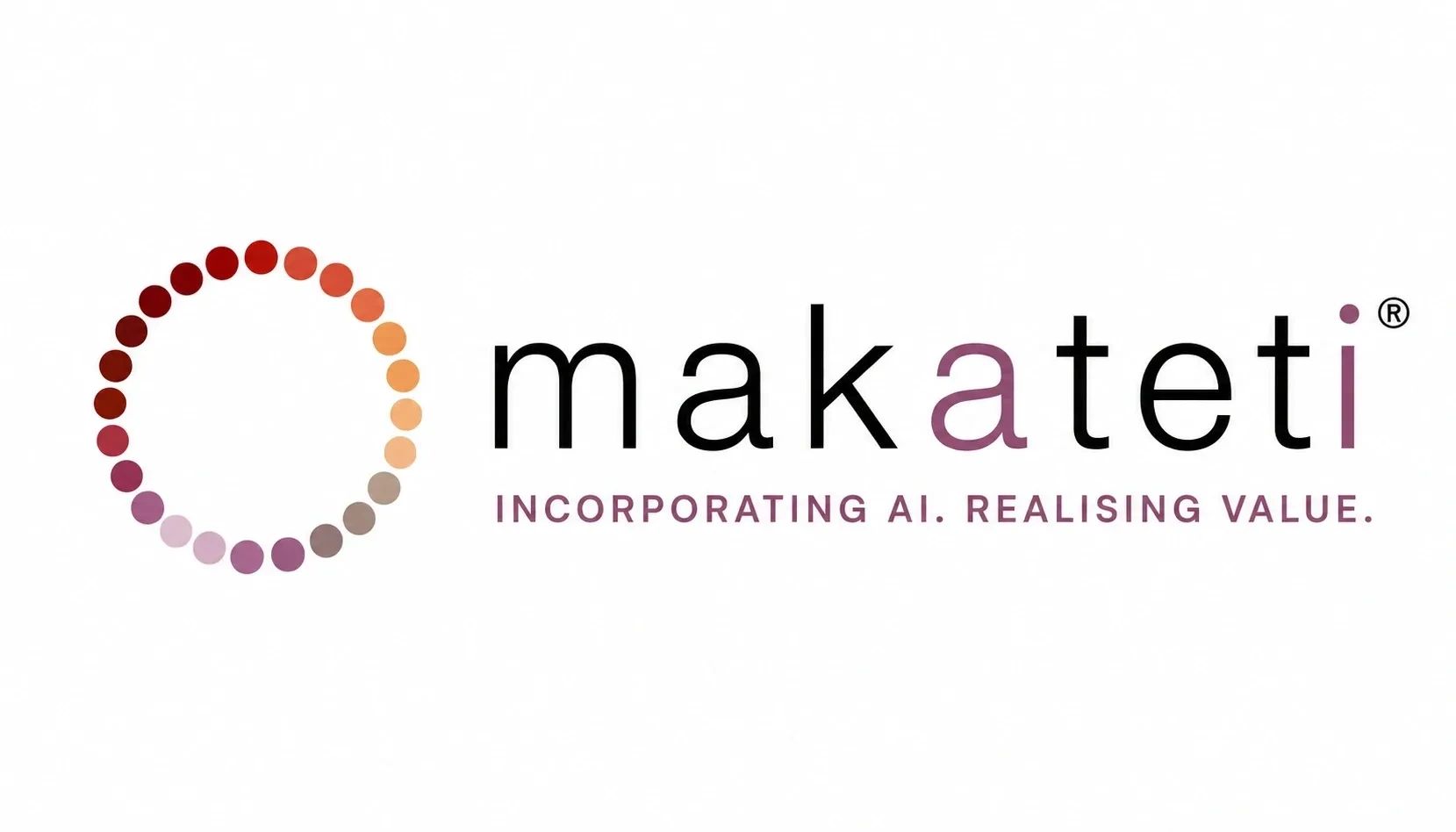 Makati logo with tagline about AI and value.