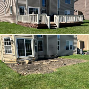 Deck demo near me.  Deck tear down near me. Deck removal Mchenry County. Deck removal Lake County