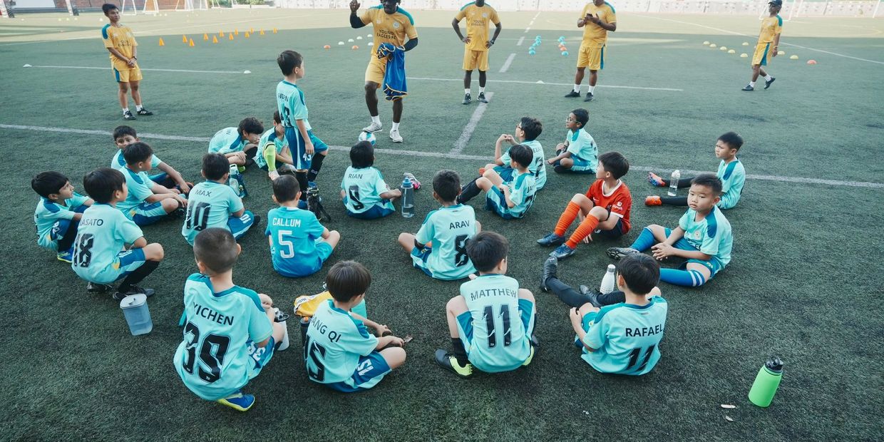 The dynamic Young Eagles FC Coaching Team preparing the players for exciting small-sided games. 