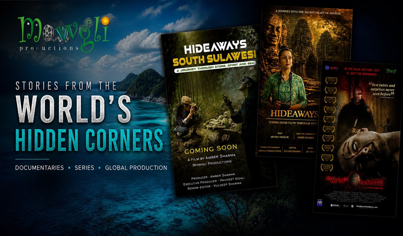 Promotional poster for Mowgli Productions' documentary series exploring hidden global stories.