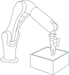 AI Vision mounted on a robot arm (illustration)