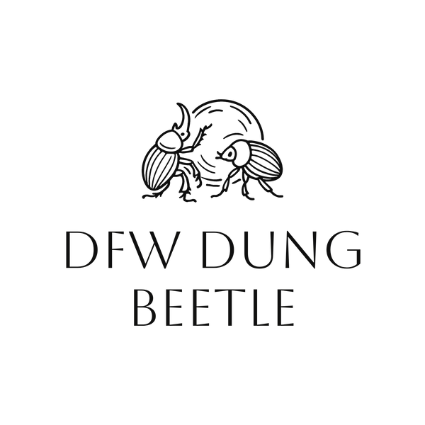 Logo featuring two dung beetles rolling a ball with text 'DFW Dung Beetle'.