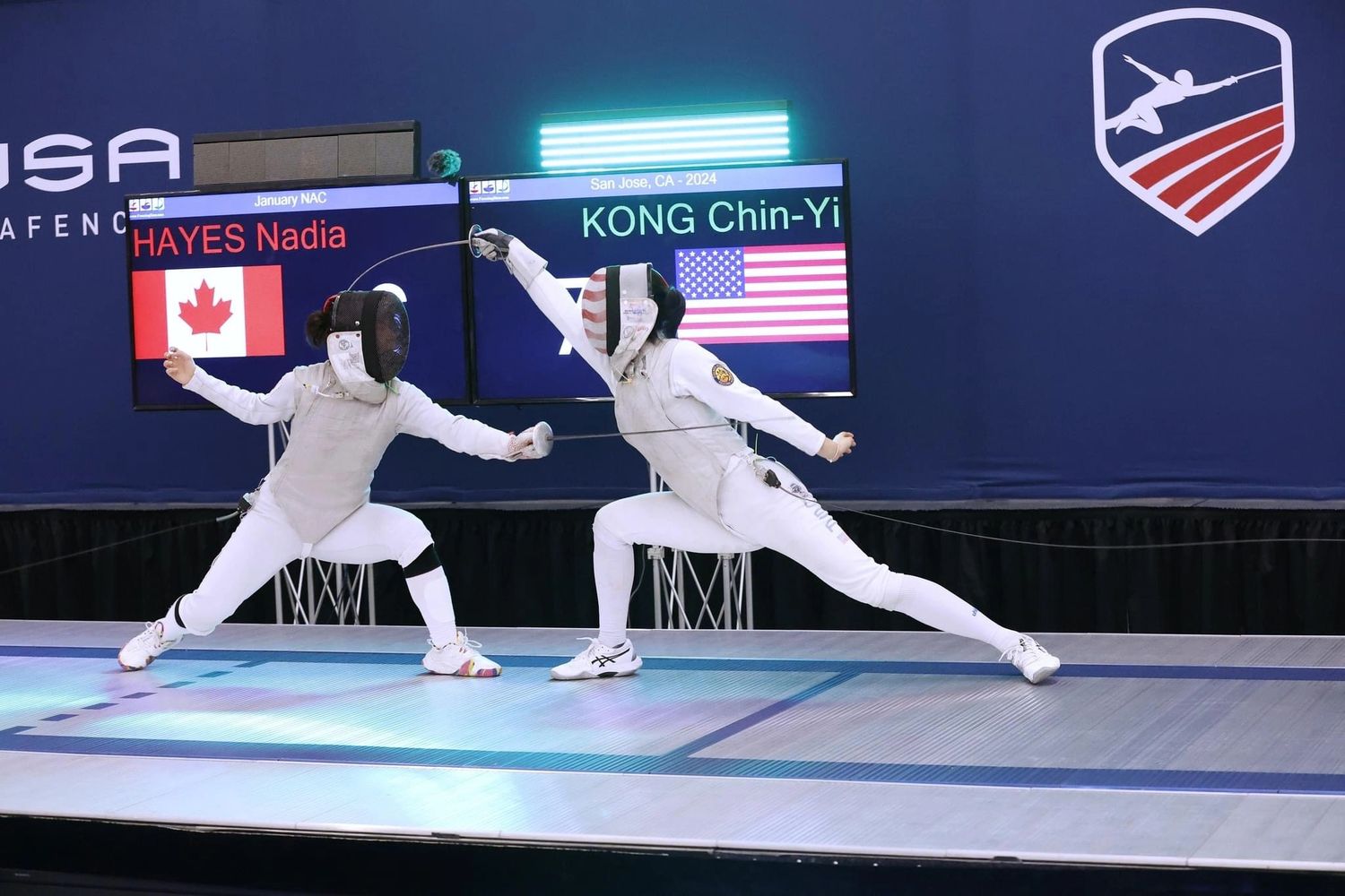 Golden State Fencing Academy fencer's bouting at US nationals competition.