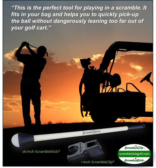 Pick-up Scramble Stick golf ball retriever by ScrambleStick ScrambleClip Scramble Clip Made in USA