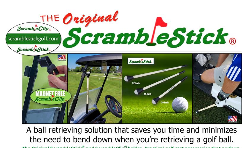 ScrambleStick scramble stick ScrambleClip clip holder gimme grabber golf ball retriever made in USA