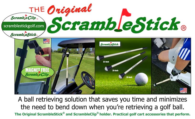 ScrambleStick scramble stick ScrambleClip clip holder gimme grabber golf ball retriever made in USA