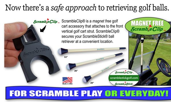 ScrambleStick ball retriever testimonials ScrambleStickGolf Made in USA ScrambleClip Scramble Stick