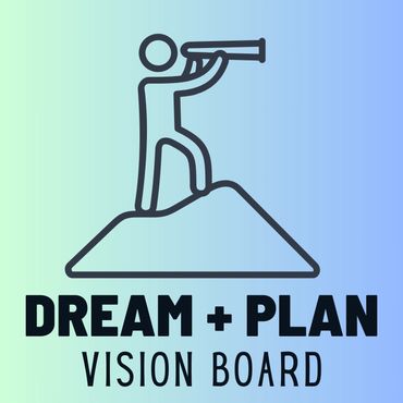 Illustration of a person with a telescope on a hill, symbolizing vision and planning.