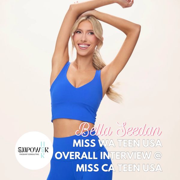 Bella Seedan posing confidently in blue activewear.