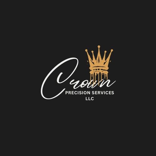 Elegant logo with a gold crown and stylish text on black background.