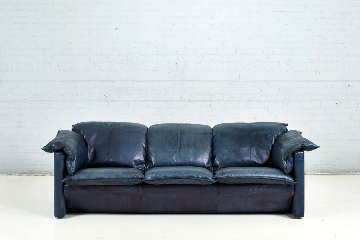 Niels Eilersen "Arizona" Blue Leather Sofa by Jens Juul Eilersen, 1970