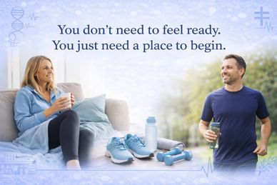 Motivational message about starting fitness without feeling ready.