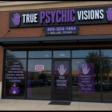  storefront for True Psychic Visions in Dallas, Texas