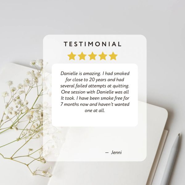 Five-star testimonial for That Hypno Place's quit smoking.