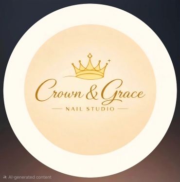 Logo for Crown &amp; Grace Nail Studio with a golden crown.