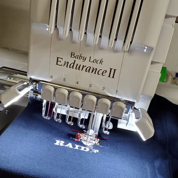 Custom embroidery on my 6 needle machine.