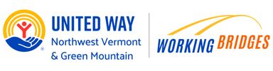 Logos of United Way Northwest Vermont &amp; Green Mountain and Working Bridges.
