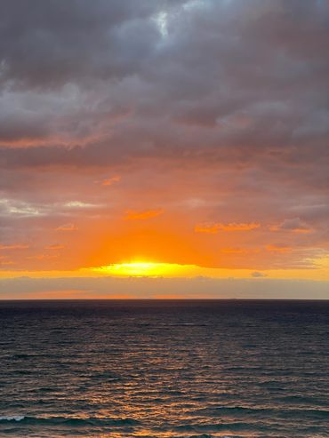 A close-up of the Sunset and the beach