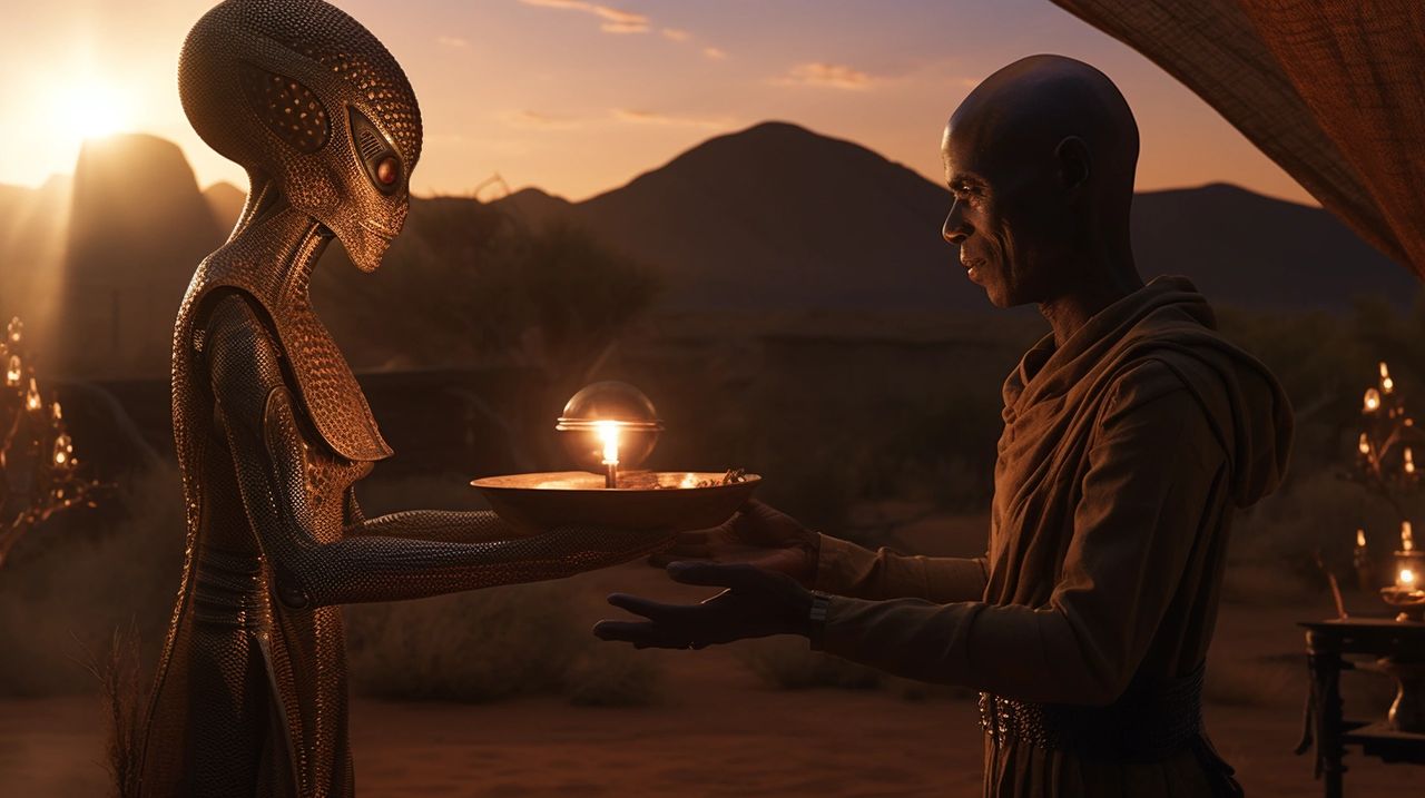 Alien sharing energy source with Human Alien sharing energy source with Human