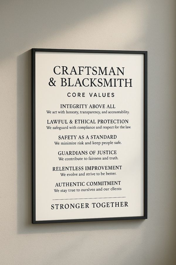Craftsman & Blacksmith Core Values