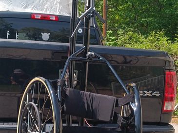 The Able Trike Rack holds your racing wheelchair, handcycle / trike safely behind your vehicle.