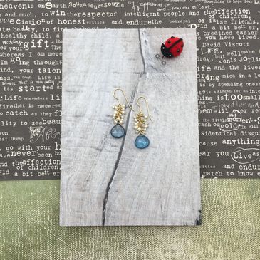 seed pearl london blue topaz gold filled earring hook 