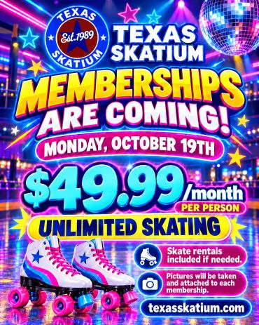 Texas Skatium membership offer for $49.99/month.