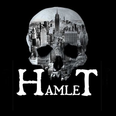 Skull with cityscape forming the face and 'HAMLET' text.