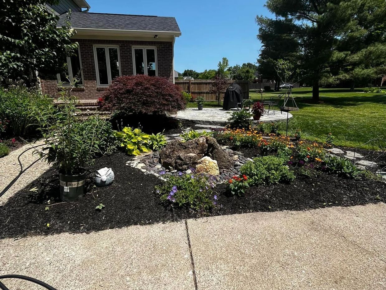 Natural Blue Flagstone Patio Build Louisville Kentucky - Landscape Design One Year Later