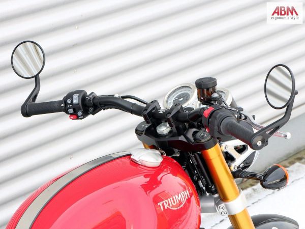 Triumph Thruxton R Renthal Handlebars ABM Handlebar Riser Kit: (Triumph Thruxton R 2016-2023) W/Heated Grips
