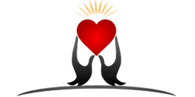 Two hands holding a red heart with a crown above it.
