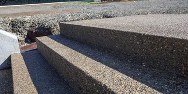 Custom concrete steps- exposed aggregate finish
