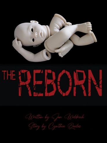 Creepy disassembled baby doll with horror title.