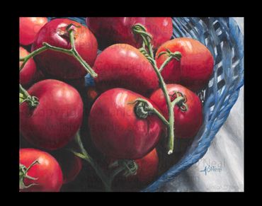 Hot House Tomatoes
Acrylic on stretched canvas 14 x 18 inches