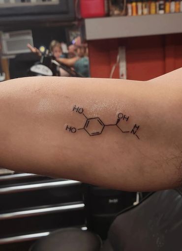Dopamine chemical molecule tattoo.