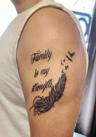 "Family is my anchor" script and symbol.
