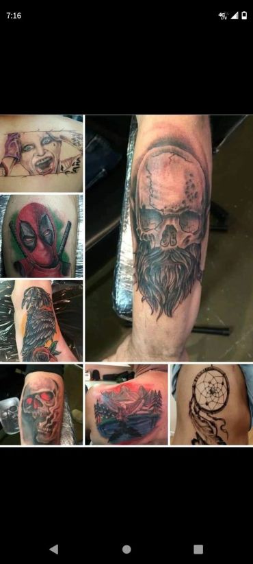 Collage of various tattoo designs.