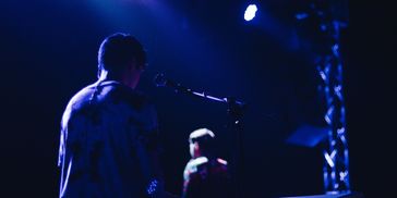 Keyboard player in worship service.